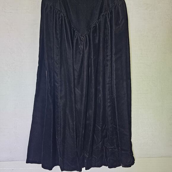 Gunne Sax Dress 7 Velvet V Neck Lace VTg Gothic Romance Puff Short Sleeve Midi - Picture 3 of 13